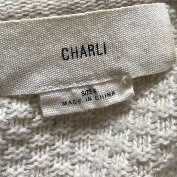 Anthropologie Charli Waffle Knit Sweater Womens Small Beige Cream Long Sleeve - Picture 5 of 11